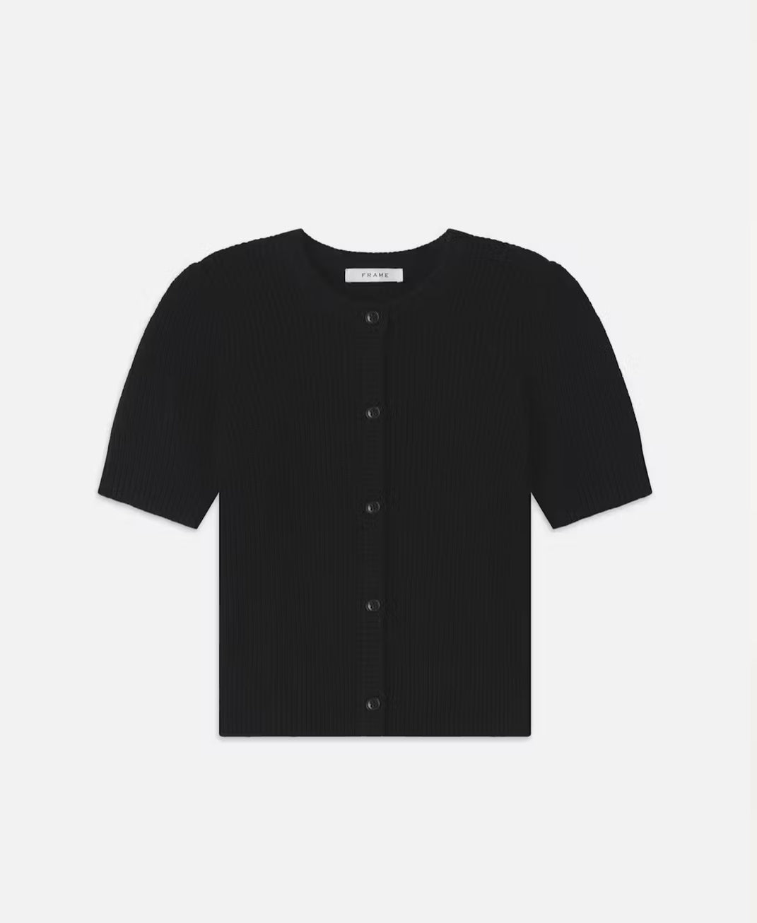 FRAME Shrunken Short Sleeve Cardi in Black