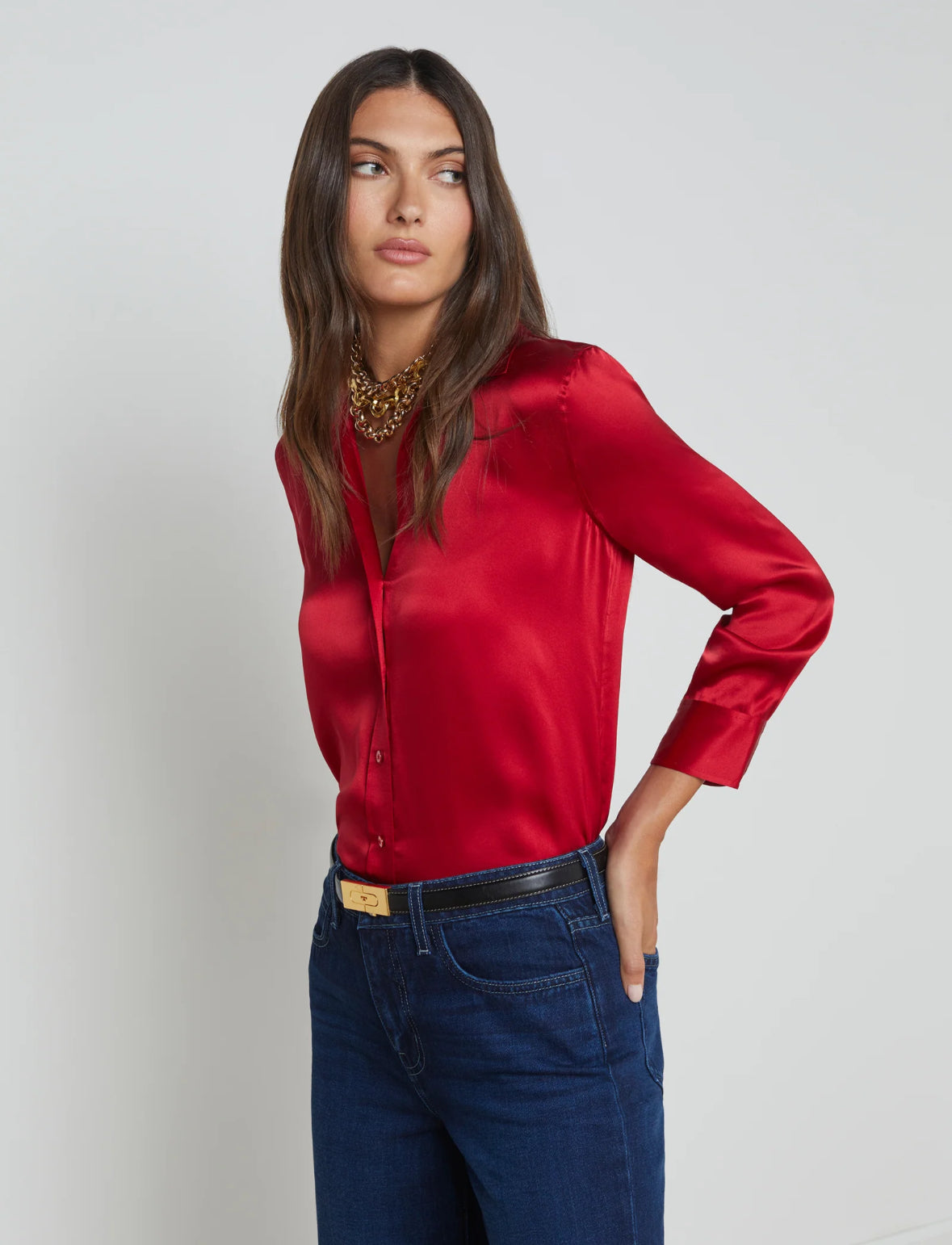 L’AGENCE Dani Blouse Garnet Red