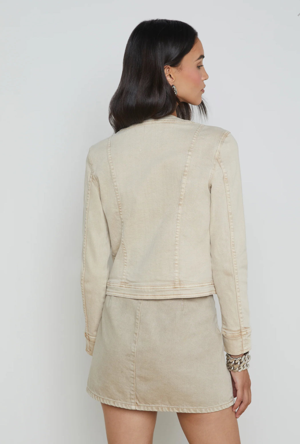 L’AGENCE Yari Collarless Jacket in Biscuit