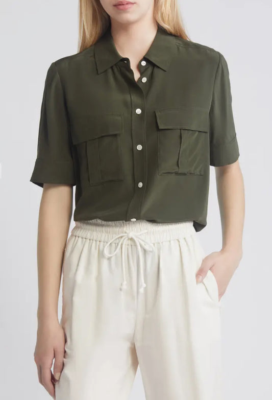 FRAME Patch Pocket Button Down in Military