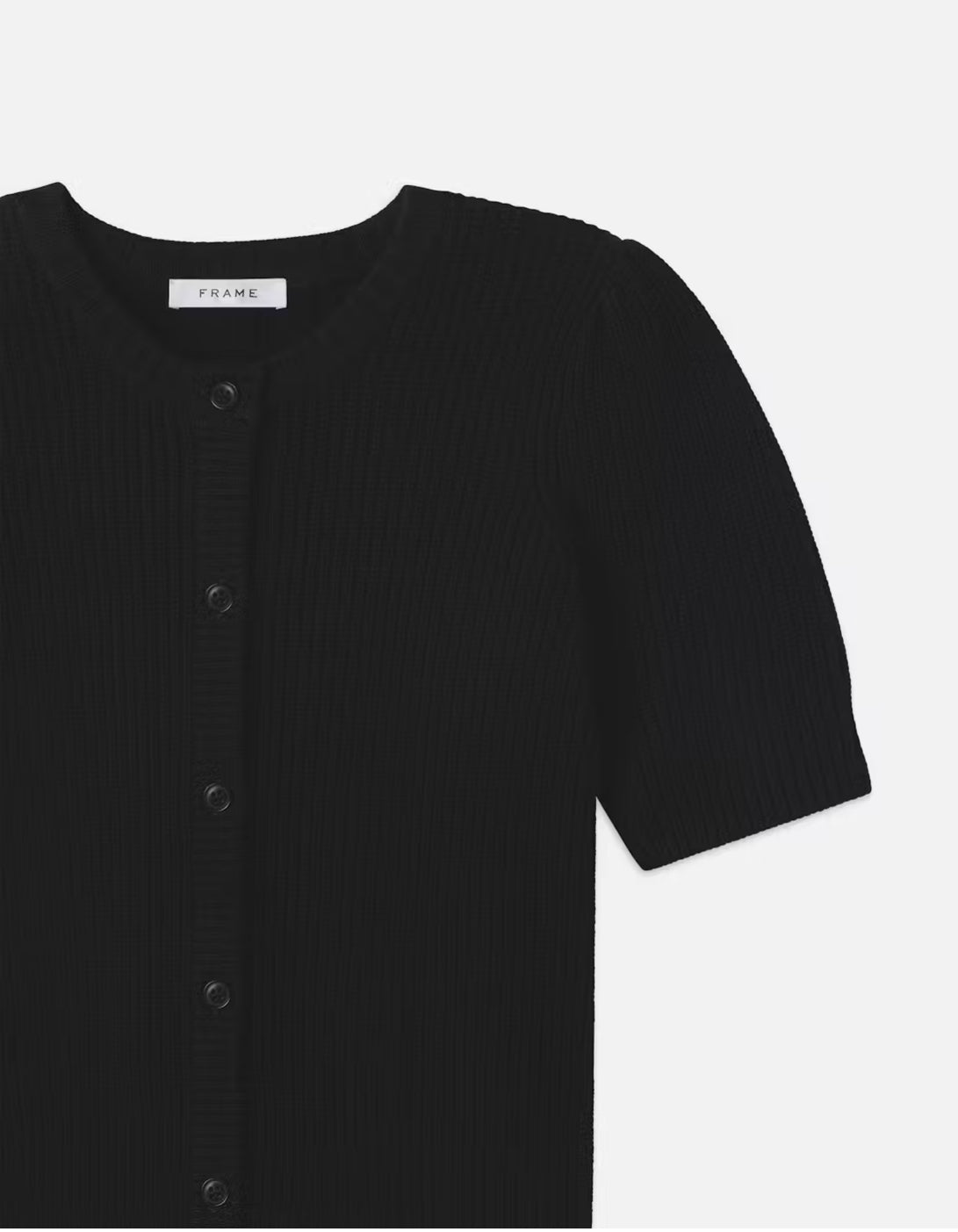 FRAME Shrunken Short Sleeve Cardi in Black