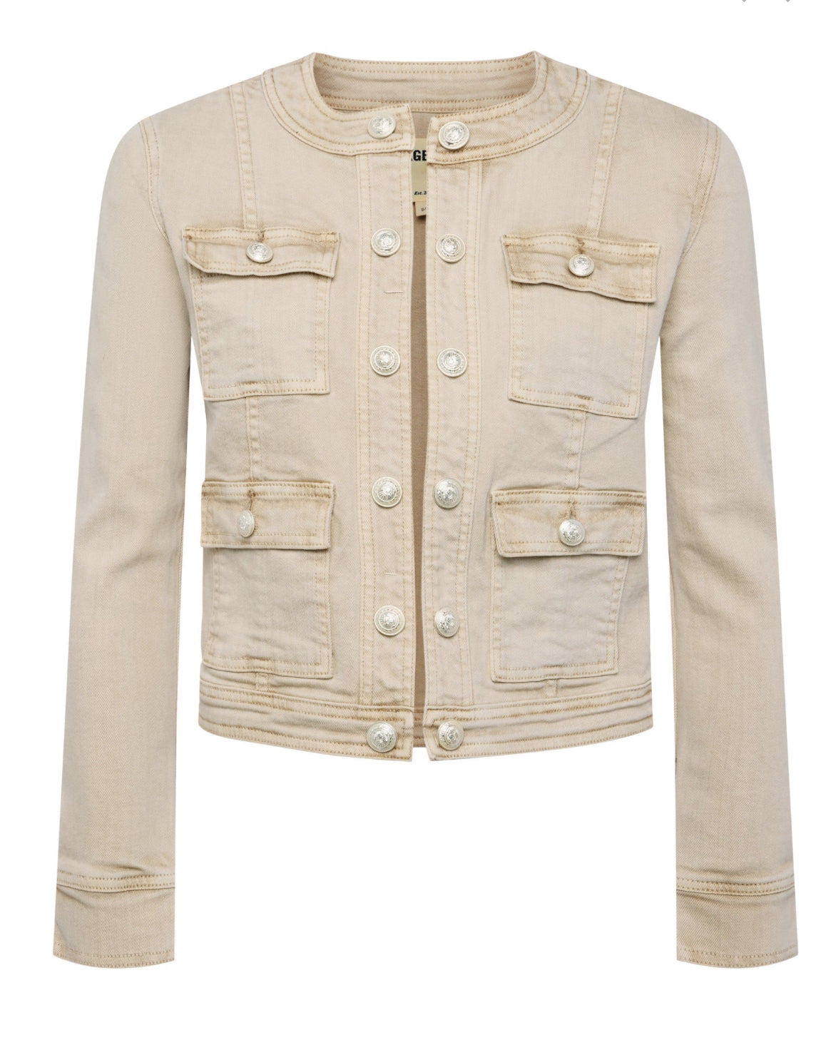 L’AGENCE Yari Collarless Jacket in Biscuit