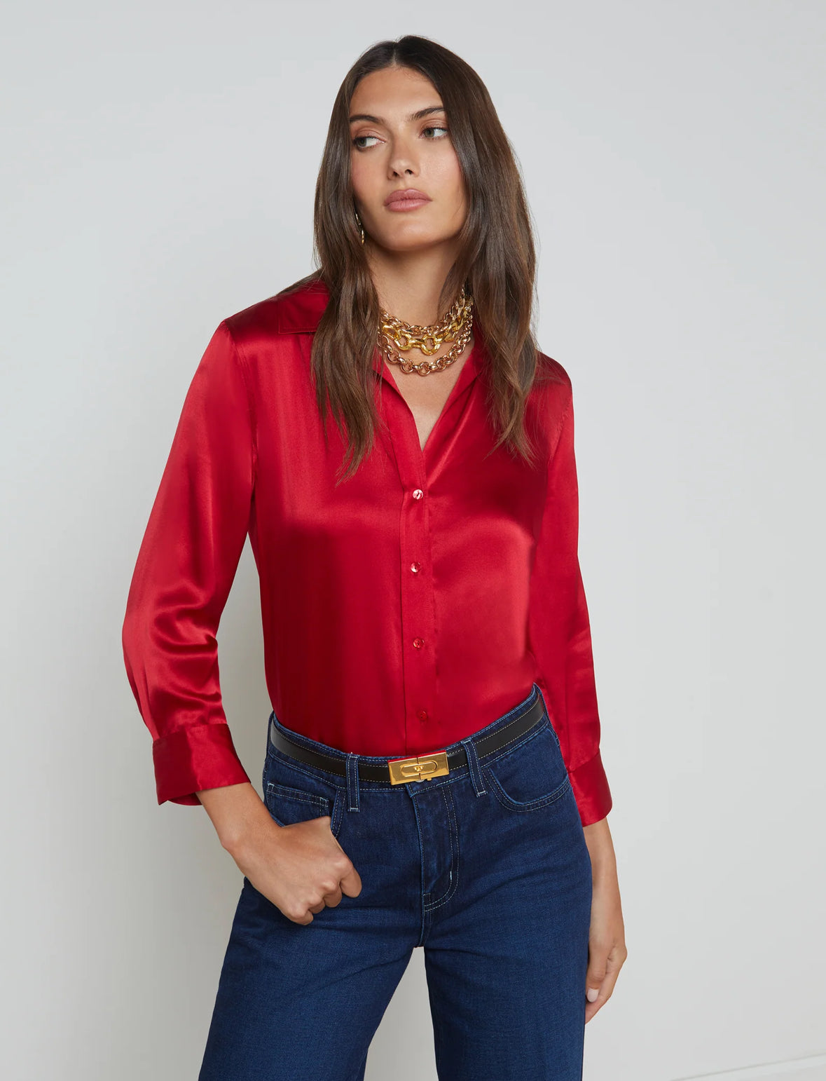 L’AGENCE Dani Blouse Garnet Red