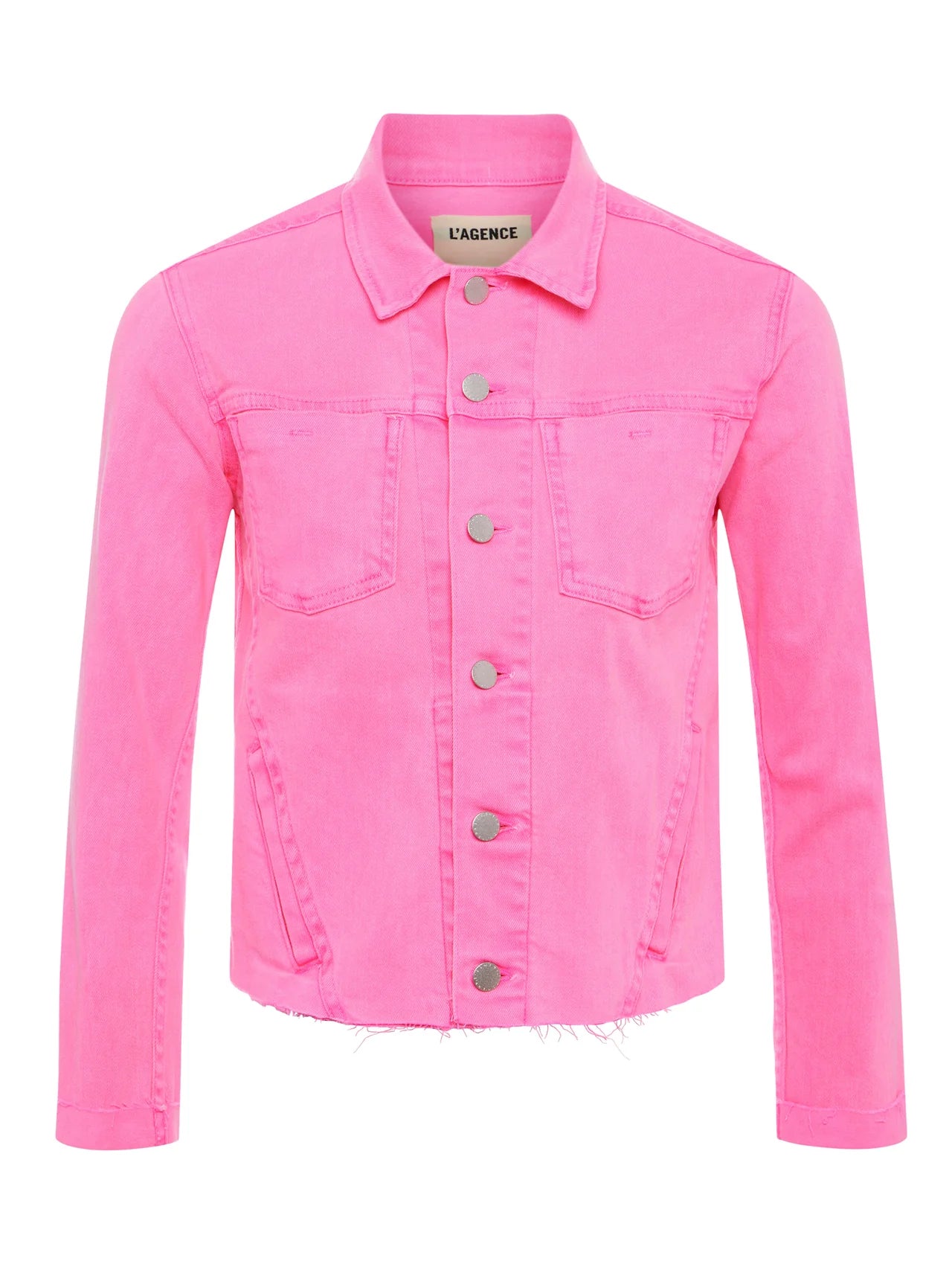 L’AGENCE Janelle Denim Jacket in Shocking Pink