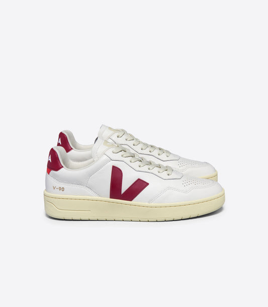 VEJA V-90 Leather Extra White and Marsala